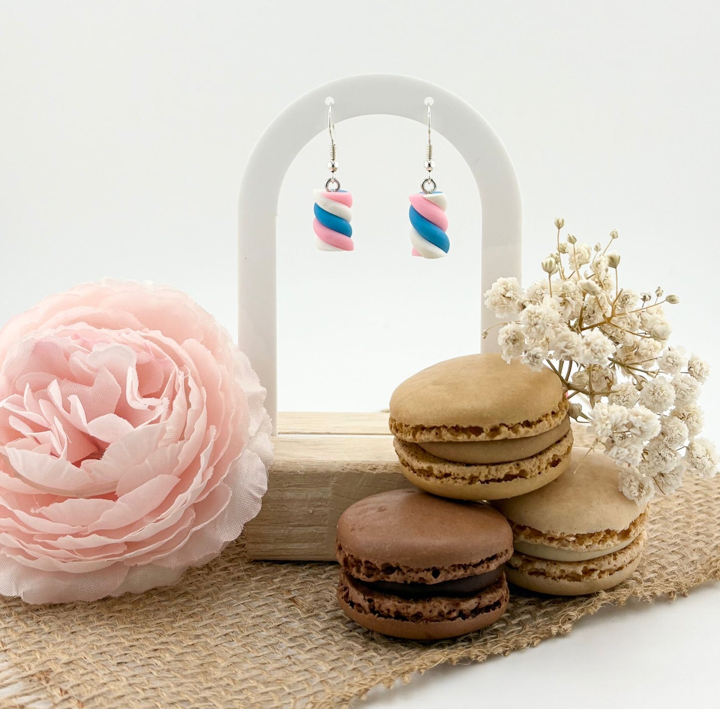 Boucles d'oreilles Gourmandes Chamallow Bleu