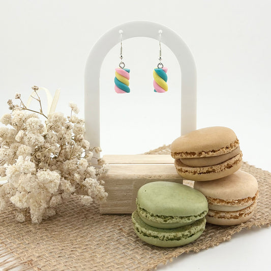 Boucles d'oreilles Gourmandes Chamallow Arlequin