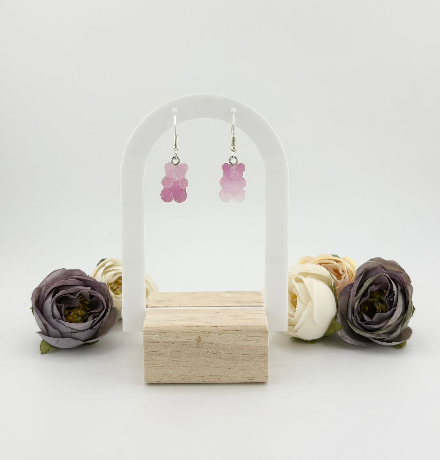 Boucles d'oreilles Gourmandes Ourson Rose