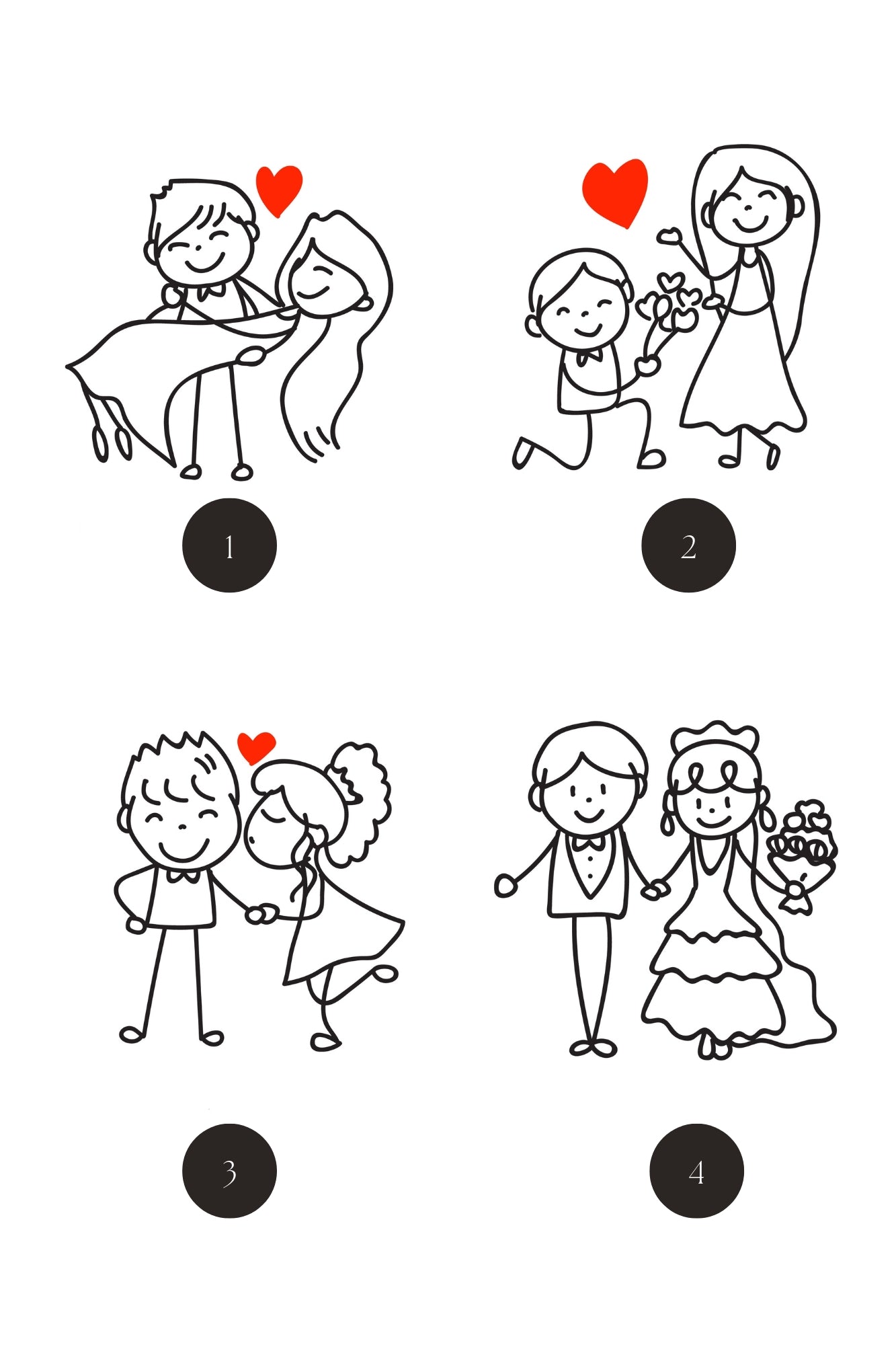 Affiche Mariés dessinés