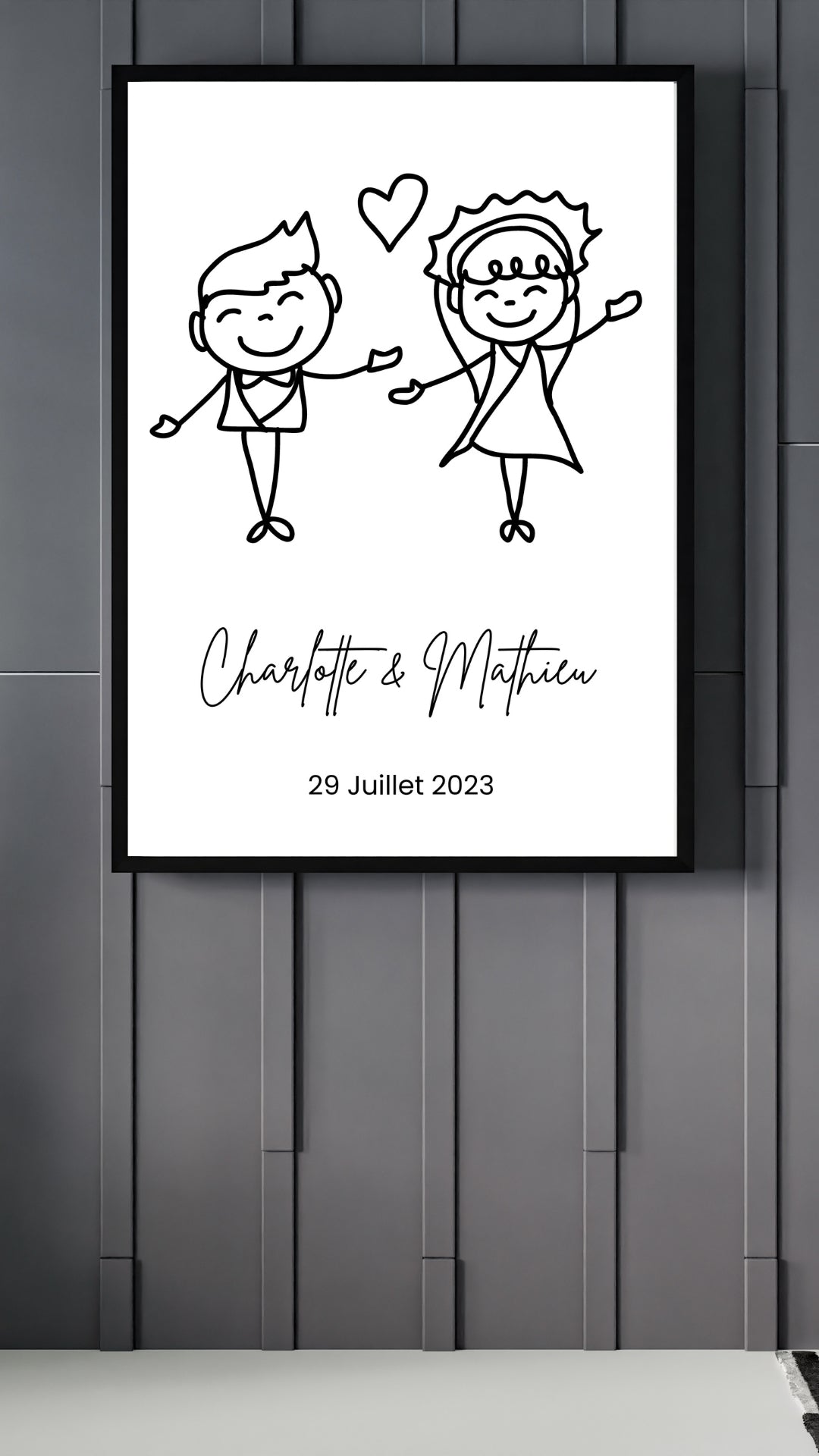 Affiche Mariés dessinés