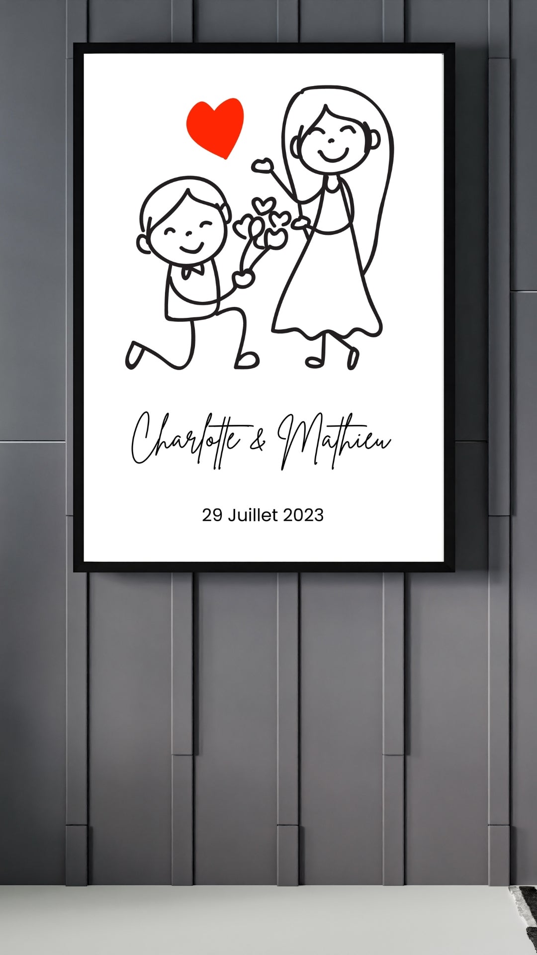 Affiche Mariés dessinés