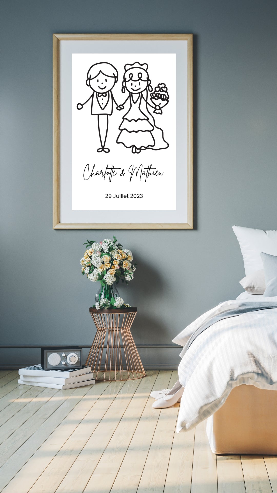 Affiche Mariés dessinés