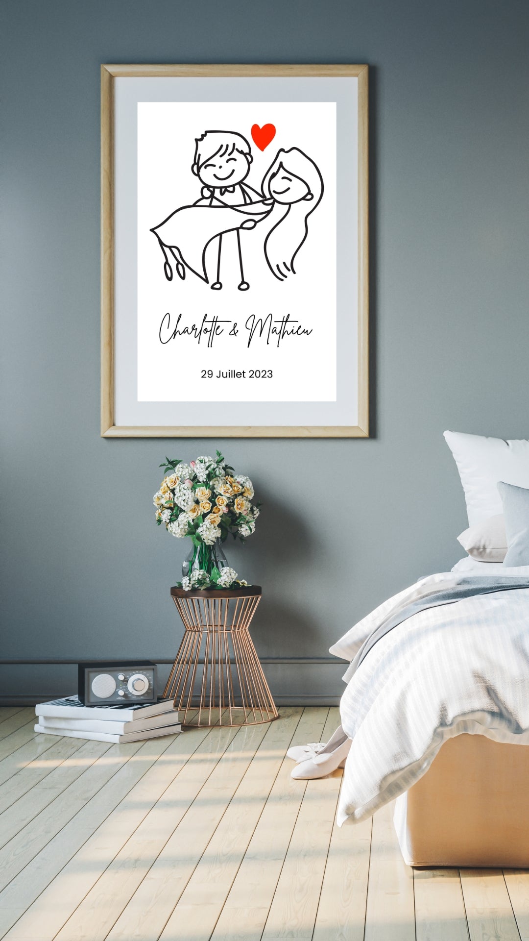 Affiche Mariés dessinés
