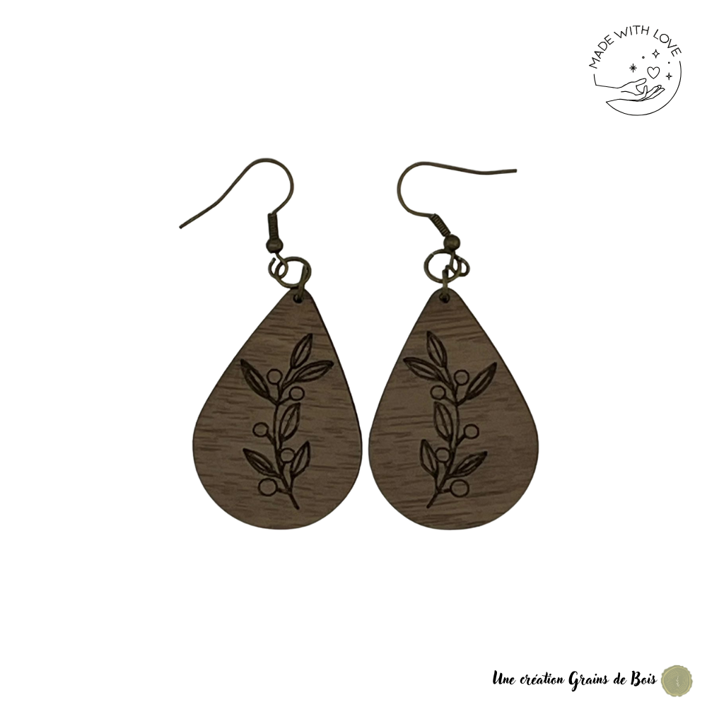 Boucles d'oreilles Bois de noyer