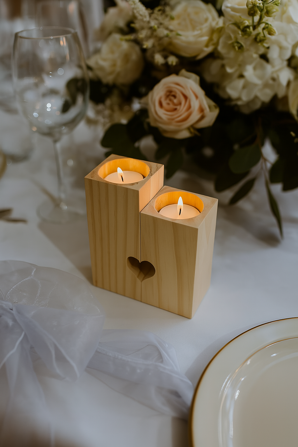 Bougeoirs bois Coeur Personnalisable