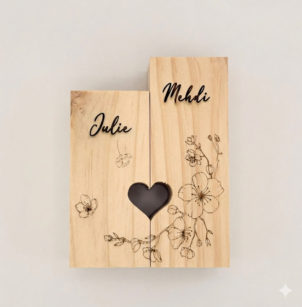 Bougeoirs bois Coeur Personnalisable