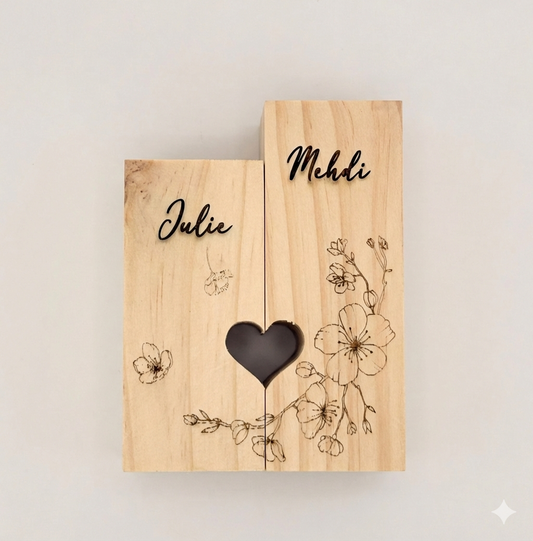 Bougeoirs bois Coeur Personnalisable