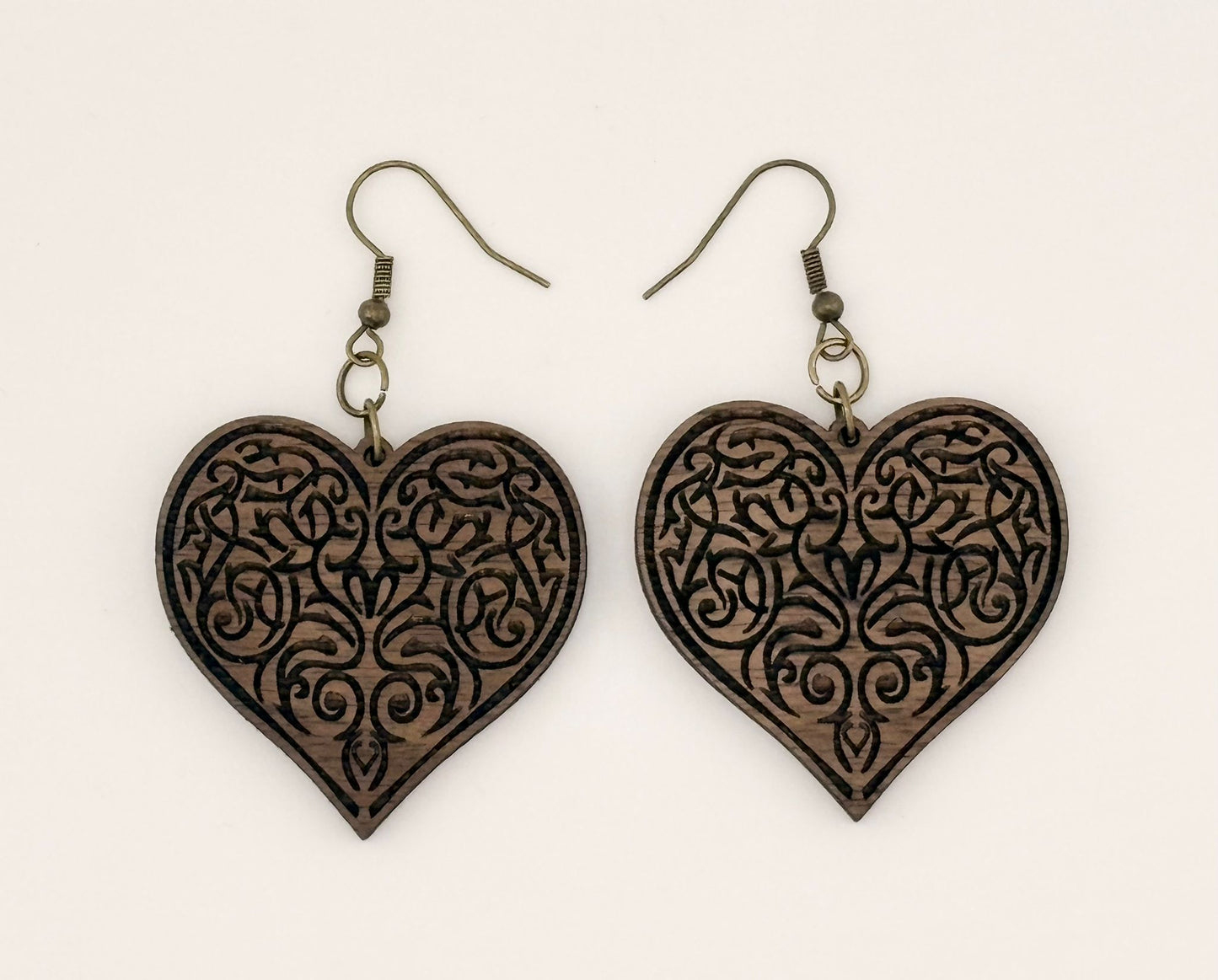 Boucles d'oreilles - Coeurs Arabesque gravés