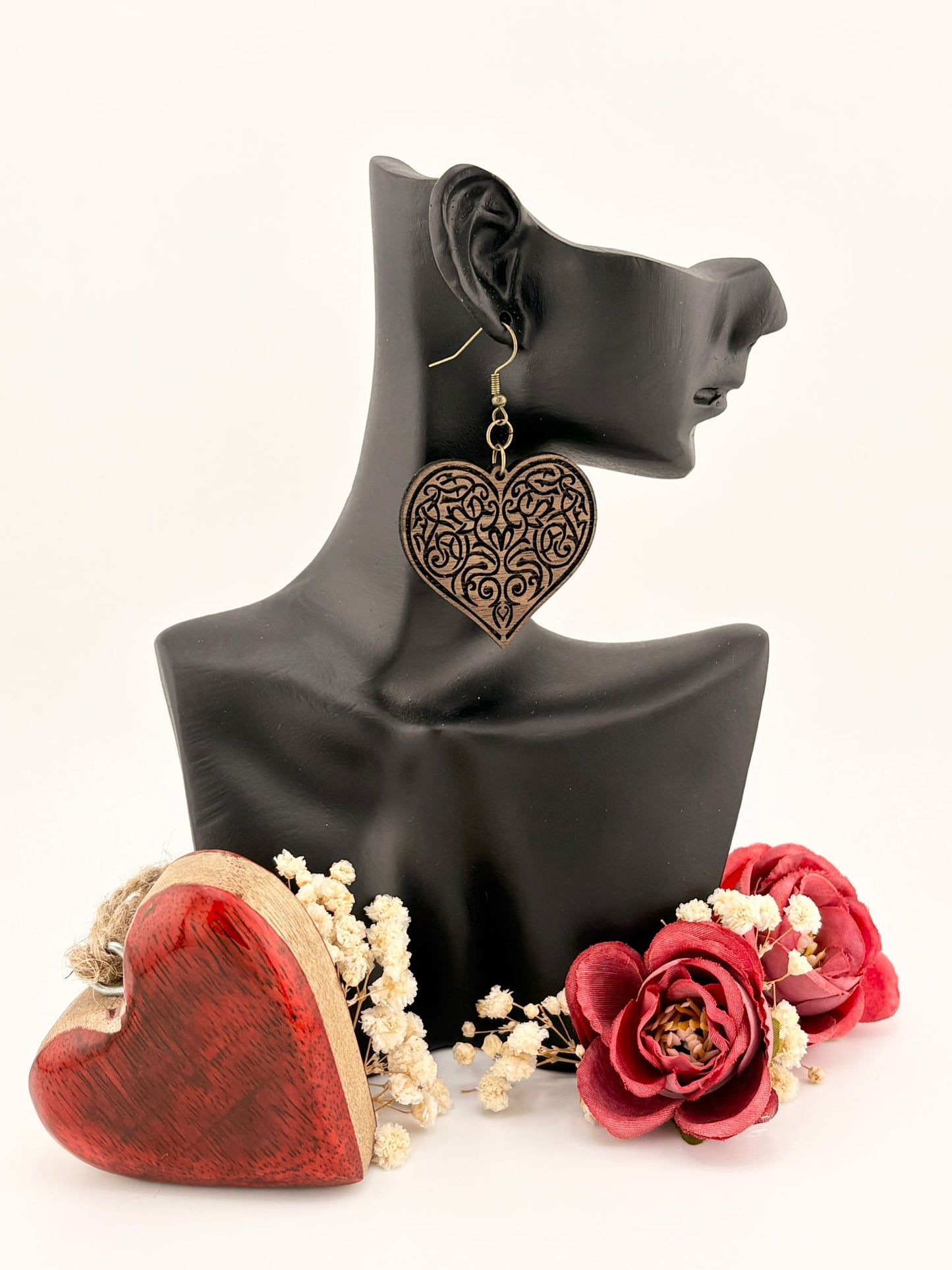 Boucles d'oreilles - Coeurs Arabesque gravés