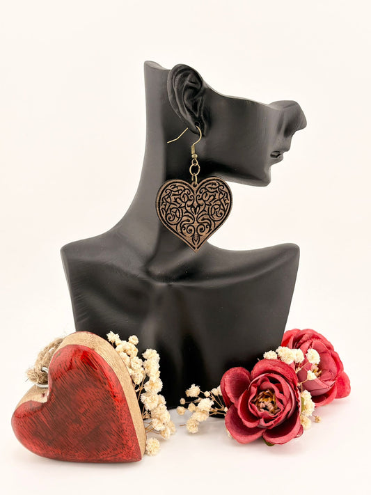 Boucles d'oreilles - Coeurs Arabesque gravés