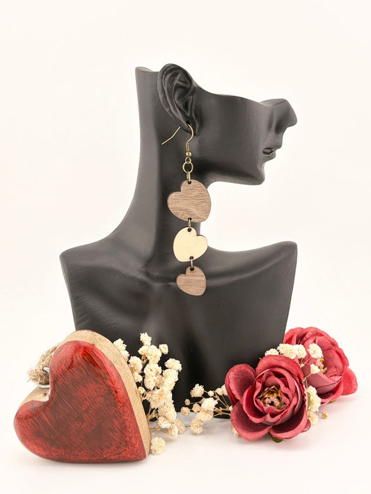 Boucles d'oreilles - Trio coeurs