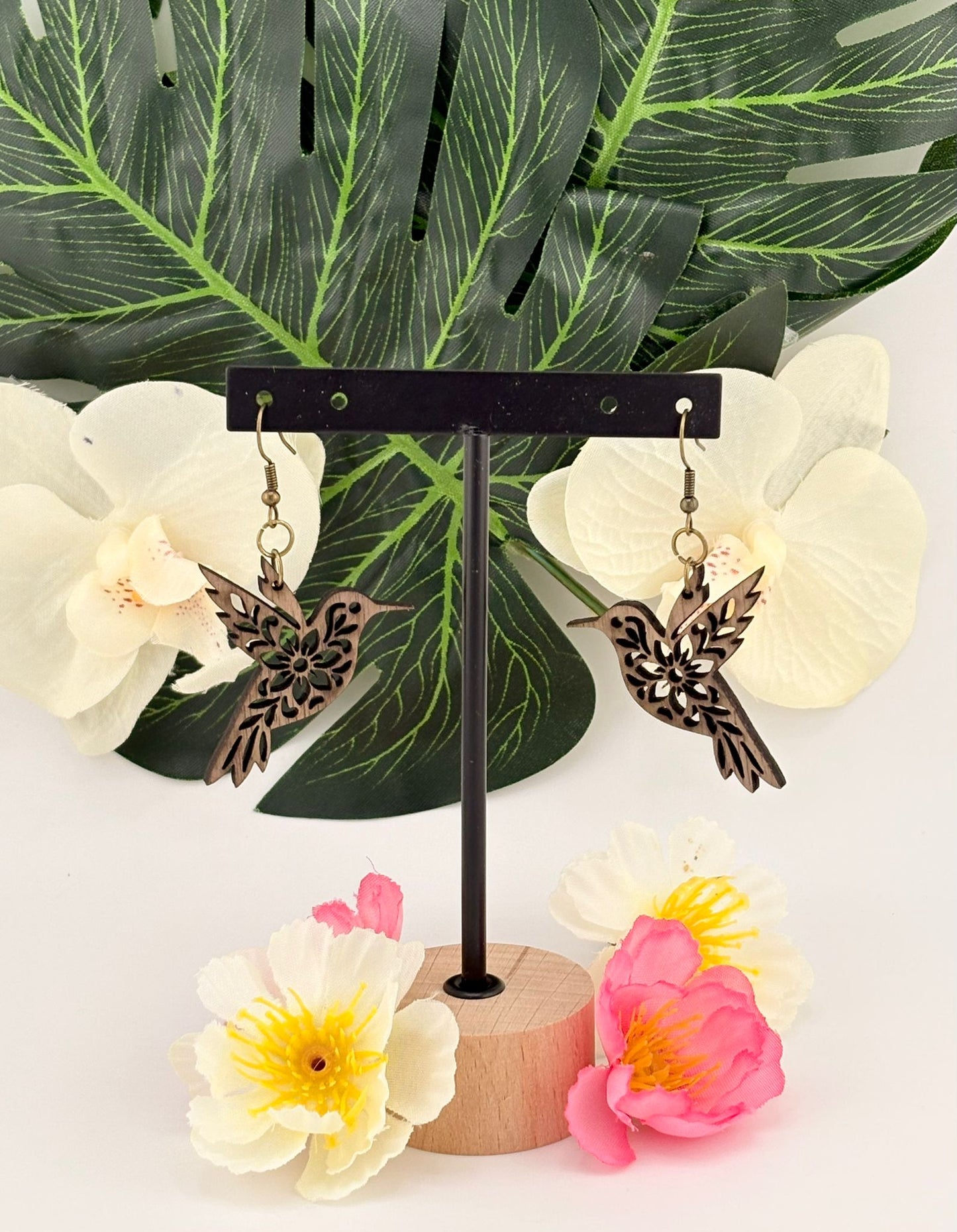 Boucles d'oreilles - Colibri Fleurs des îles