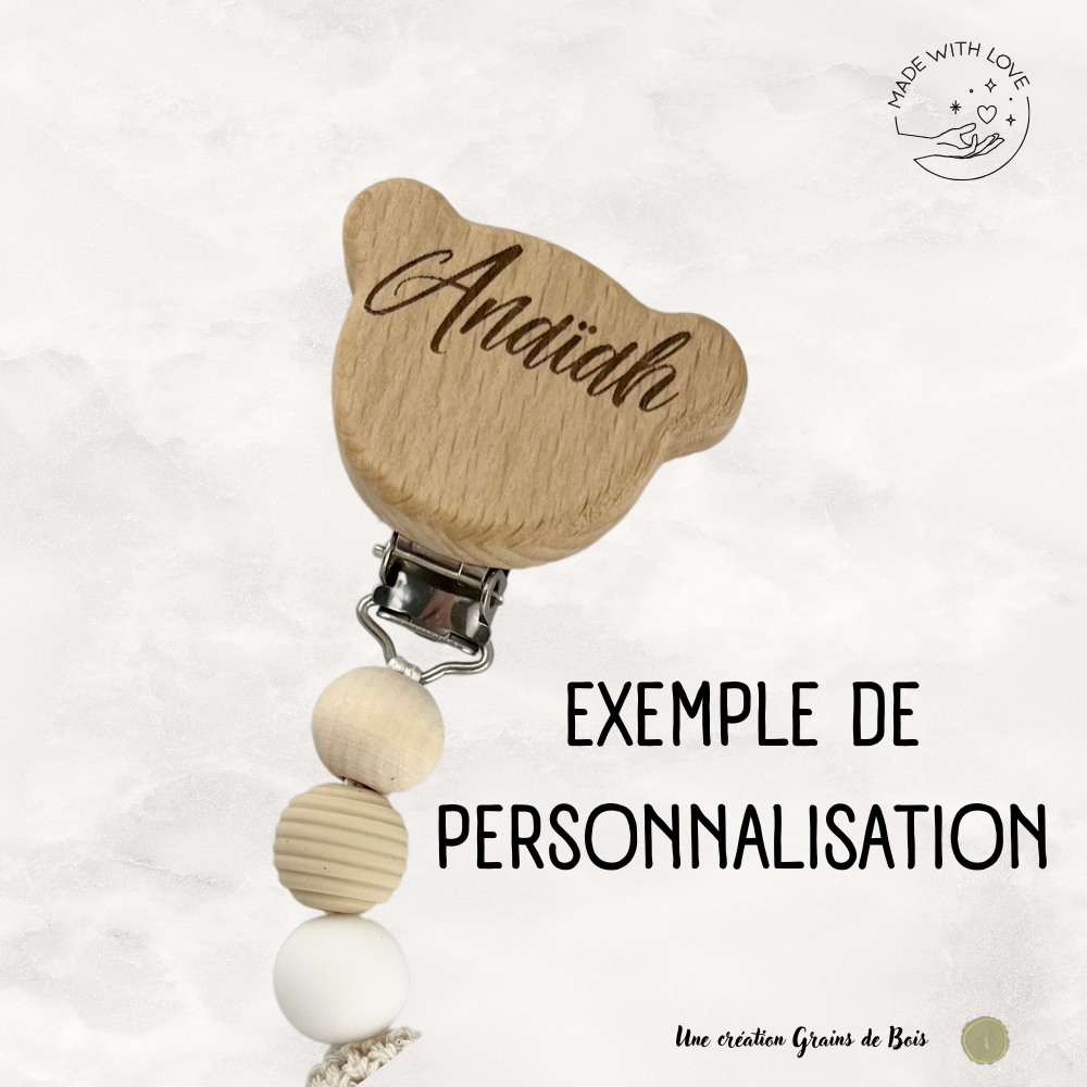 Attache tétine Elephant Personnalisable - Jungle