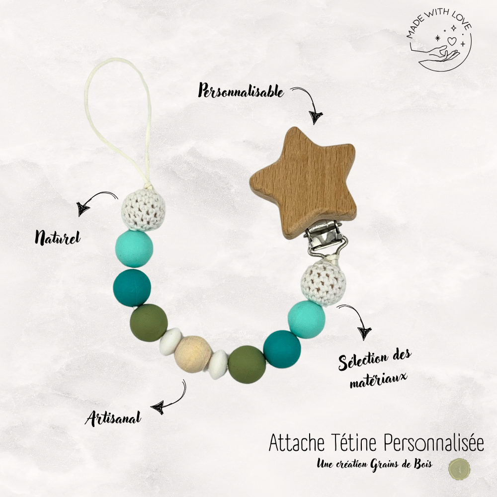 Attache tétine Etoile Personnalisable - Bord de Mer