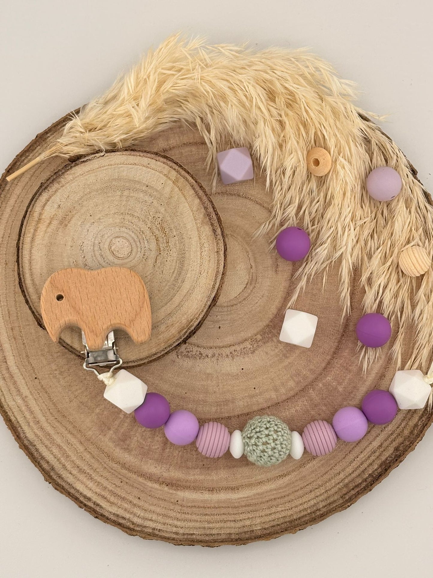 Attache tétine Elephant Personnalisable - Lilas