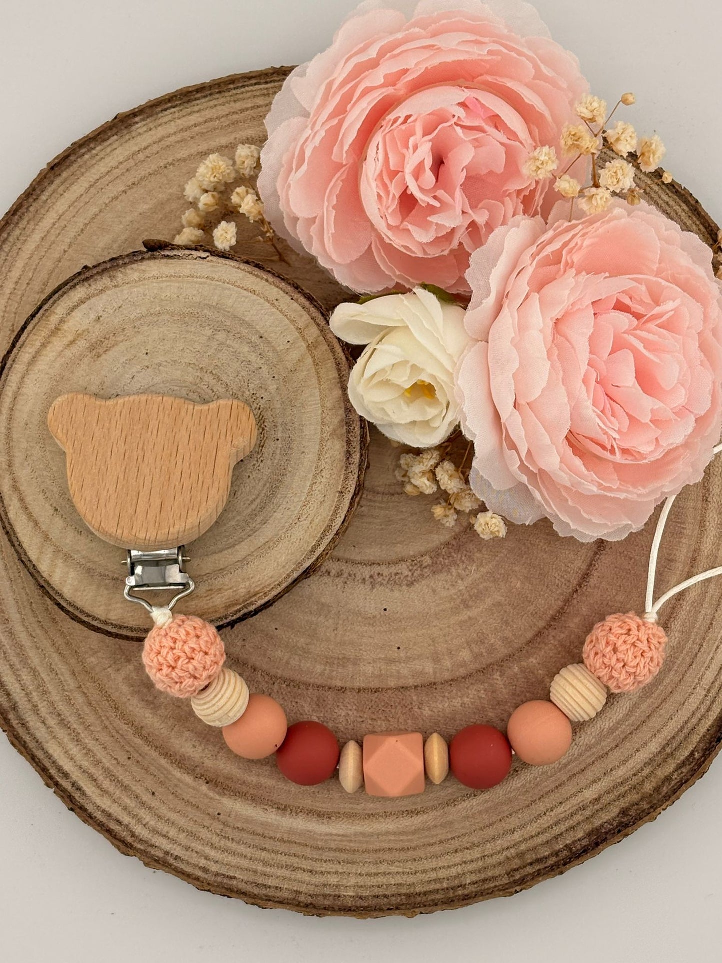 Attache tétine Ours Personnalisable - Terracotta