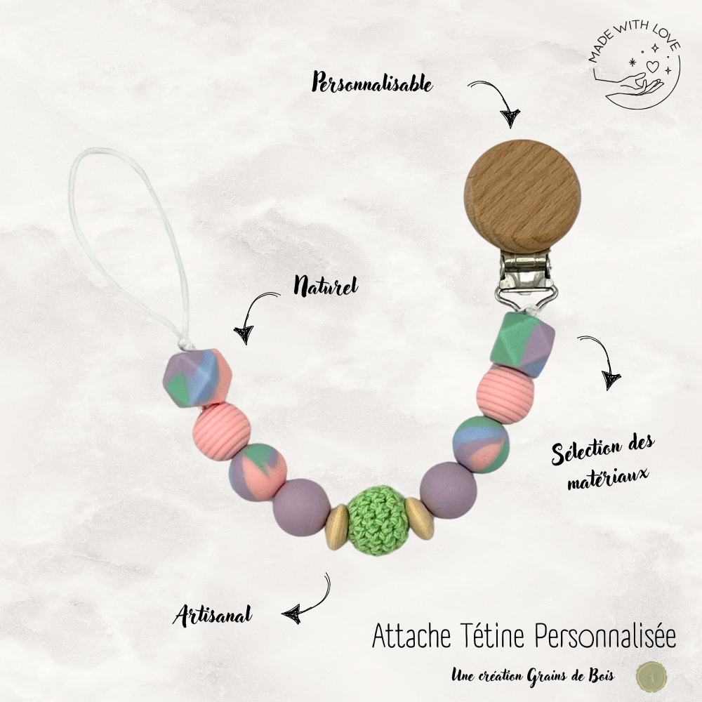 Attache tétine Rond Personnalisable - Arlequin