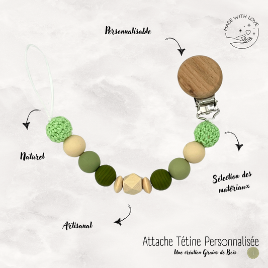Attache tétine Rond Personnalisable - Jungle