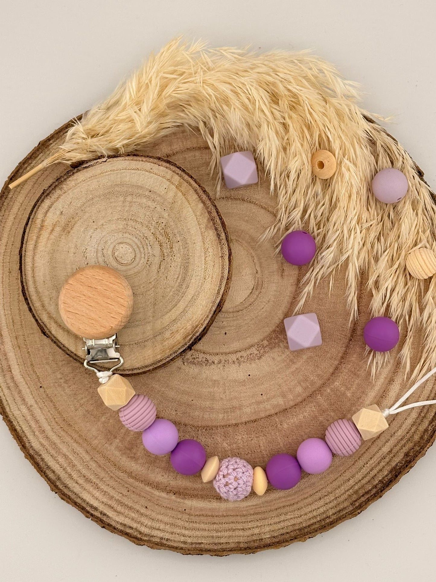 Attache tétine Rond Personnalisable - Lilas