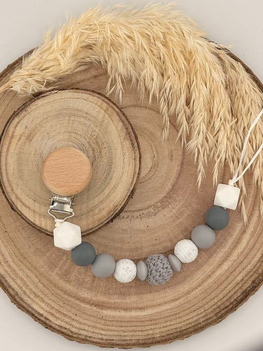 Attache tétine Rond Personnalisable - Gris Marbré
