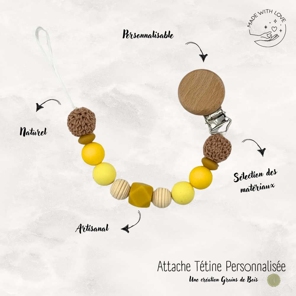 Attache tétine Rond Personnalisable - Safari